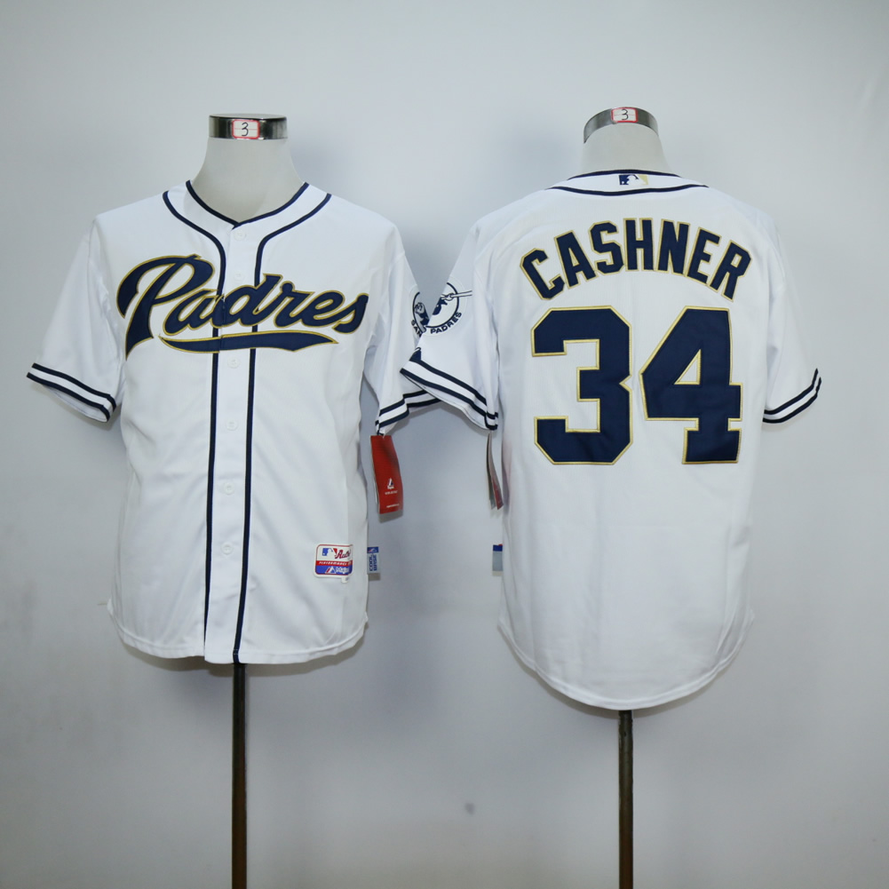 Men San Diego Padres #34 Cashner White MLB Jerseys